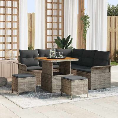 vidaXL Garten-Sofa-Set mit Kissen mit Speicher mit Kissen 8 pcs Grau vidaXL Garten-Sofa-Set mit Kissen mit Speicher mit Kissen 8 pcs Grau