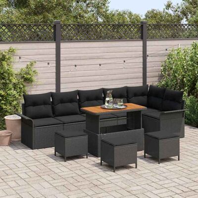 vidaXL Garten-Sofa-Set mit Kissen mit Speicher 10 pcs Schwarz vidaXL Garten-Sofa-Set mit Kissen mit Speicher 10 pcs Schwarz