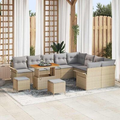 vidaXL Garten-Sofa-Set mit Kissen mit Kissen 12 pcs Beige und Hellgrau vidaXL Garten-Sofa-Set mit Kissen mit Kissen 12 pcs Beige und Hellgrau