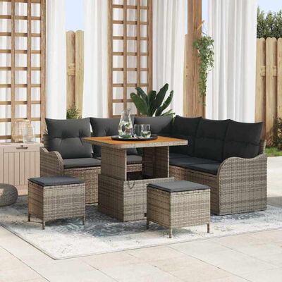 vidaXL Garten-Sofa-Set mit Kissen mit Speicher mit Kissen 8 pcs Grau vidaXL Garten-Sofa-Set mit Kissen mit Speicher mit Kissen 8 pcs Grau