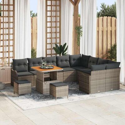 vidaXL Garten-Sofa-Set mit Kissen mit Speicher 12 pcs Grau vidaXL Garten-Sofa-Set mit Kissen mit Speicher 12 pcs Grau
