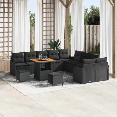 vidaXL Garten-Sofa-Set mit Kissen mit Speicher 13 pcs Schwarz vidaXL Garten-Sofa-Set mit Kissen mit Speicher 13 pcs Schwarz