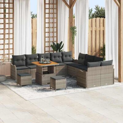 vidaXL Garten-Sofa-Set mit Kissen mit Speicher 13 pcs Grau vidaXL Garten-Sofa-Set mit Kissen mit Speicher 13 pcs Grau