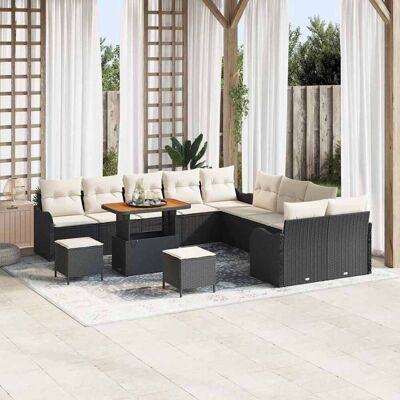 vidaXL Garten-Sofa-Set mit Kissen 13 pcs Schwarz und Creme vidaXL Garten-Sofa-Set mit Kissen 13 pcs Schwarz und Creme