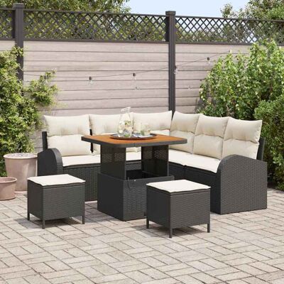 vidaXL Garten-Sofa-Set mit Kissen mit Speicher 8 pcs Schwarz und Creme vidaXL Garten-Sofa-Set mit Kissen mit Speicher 8 pcs Schwarz und Creme