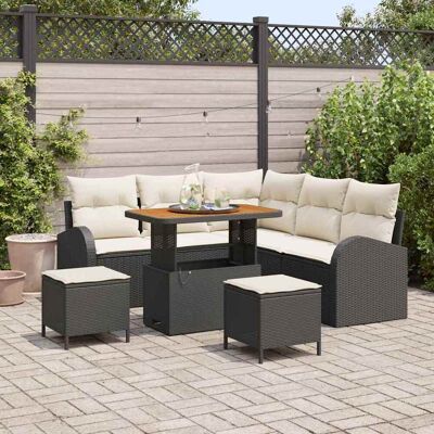 vidaXL Garten-Sofa-Set mit Kissen mit Speicher 8 pcs Schwarz und Creme vidaXL Garten-Sofa-Set mit Kissen mit Speicher 8 pcs Schwarz und Creme
