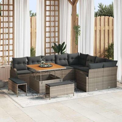 vidaXL Garten-Sofa-Set mit Kissen mit Speicher 12 pcs Grau vidaXL Garten-Sofa-Set mit Kissen mit Speicher 12 pcs Grau