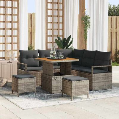 vidaXL Garten-Sofa-Set mit Kissen mit Speicher 8 pcs Grau vidaXL Garten-Sofa-Set mit Kissen mit Speicher 8 pcs Grau