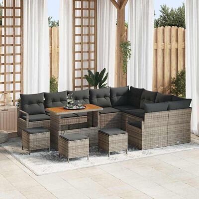 vidaXL Garten-Sofa-Set mit Kissen mit Speicher 13 pcs Grau vidaXL Garten-Sofa-Set mit Kissen mit Speicher 13 pcs Grau