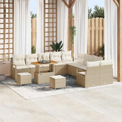 vidaXL Garten-Sofa-Set mit Kissen mit Speicher 13 pcs Beige und Creme vidaXL Garten-Sofa-Set mit Kissen mit Speicher 13 pcs Beige und Creme