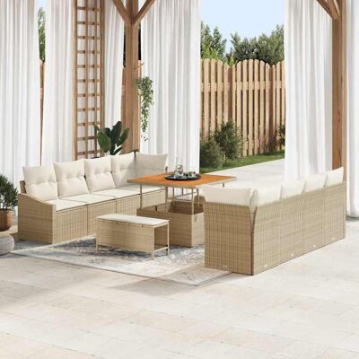 vidaXL Garten-Sofa-Set mit Kissen mit Speicher 11 pcs Beige und Creme vidaXL Garten-Sofa-Set mit Kissen mit Speicher 11 pcs Beige und Creme