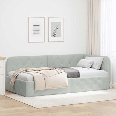 vidaXL Eckbettgestell Hellgrau 90 x 190 cm Samt vidaXL Eckbettgestell Hellgrau 90 x 190 cm Samt