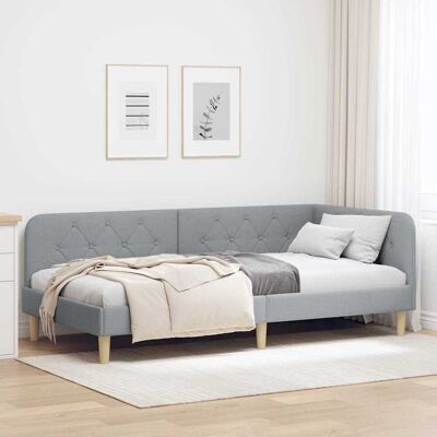 vidaXL Eckbettgestell Hellgrau 100 x 200 cm Stoff vidaXL Eckbettgestell Hellgrau 100 x 200 cm Stoff