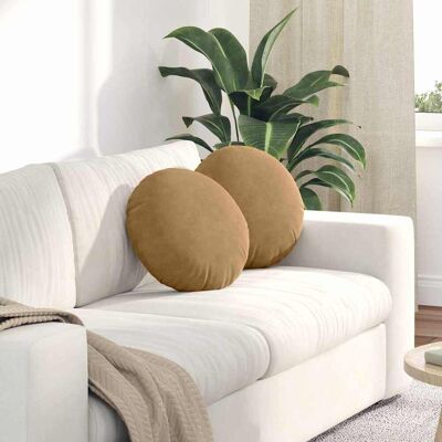 vidaXL Sitzkissen 2 pcs Braun Ø 40 x 13 cm Samt vidaXL Sitzkissen 2 pcs Braun Ø 40 x 13 cm Samt