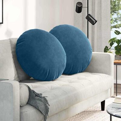 vidaXL Sitzkissen 2 pcs Blau Ø 80 x 29 cm Samt vidaXL Sitzkissen 2 pcs Blau Ø 80 x 29 cm Samt