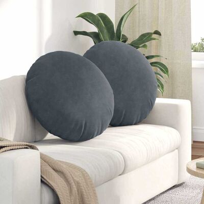 vidaXL Sitzkissen 2 pcs Dunkelgrau Ø 80 x 29 cm Samt vidaXL Sitzkissen 2 pcs Dunkelgrau Ø 80 x 29 cm Samt