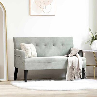 vidaXL Chesterfield Bench Hellgrau 112 x 65,5 x 75 cm Samt vidaXL Chesterfield Bench Hellgrau 112 x 65,5 x 75 cm Samt
