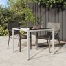 vidaXL Gartentisch 90x90x75 cm Gehärtetes Glas Poly Rattan Weiß