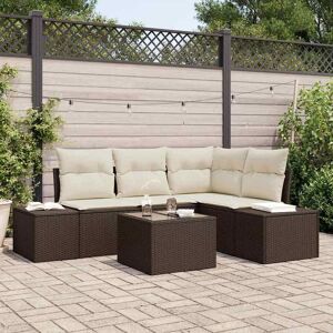 vidaXL Gartensofa-set mit Speicher Braun und Creme Poly-Rattan vidaXL Gartensofa-set mit Speicher Braun und Creme Poly-Rattan