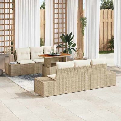 Vidaxl - 7P Garden Set - Beige Kissen - Outdoor dining Vidaxl - 7P Garden Set - Beige Kissen - Outdoor dining