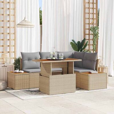 vidaXL Gartensofa-set 5 Stk. Beige und Grau vidaXL Gartensofa-set 5 Stk. Beige und Grau