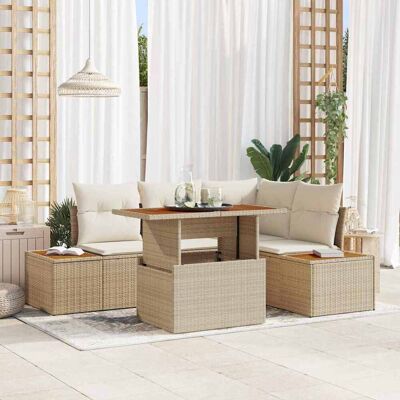 vidaXL Gartensofa-set 5 Stk. Beige und Creme vidaXL Gartensofa-set 5 Stk. Beige und Creme