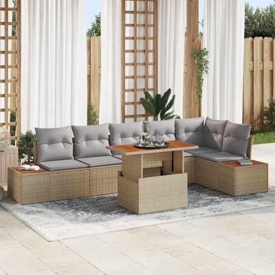 vidaXL Gartensofa-set 7 Stk. Beige Poly-Rattan vidaXL Gartensofa-set 7 Stk. Beige Poly-Rattan