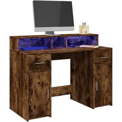 vidaXL LED-Schreibtisch Räuchereiche 120x55x91 cm Holzwerkstoff vidaXL LED-Schreibtisch Räuchereiche 120x55x91 cm Holzwerkstoff