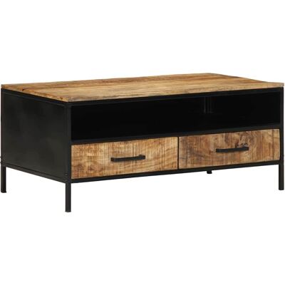 vidaXL Couchtisch Braun 90 x 50 x 40 cm Massives Mango Holz und Metall vidaXL Couchtisch Braun 90 x 50 x 40 cm Massives Mango Holz und Metall