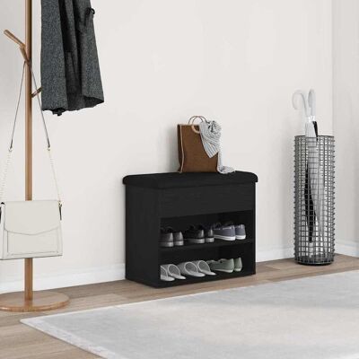 vidaXL Sitzbank mit Stauraum Schwarz Eichen-Optik 62 x 32 x 50 cm vidaXL Sitzbank mit Stauraum Schwarz Eichen-Optik 62 x 32 x 50 cm