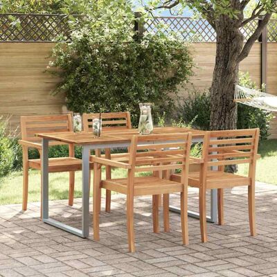 Vidaxl Gartentisch - 140x80x75 cm Stahl Holz Modern Grau Vidaxl Gartentisch - 140x80x75 cm Stahl Holz Modern Grau