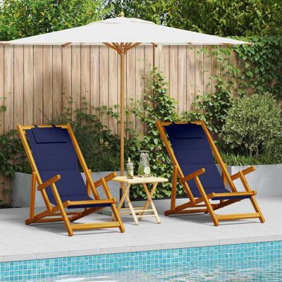 vidaXL Faltbare Strandstühle Set aus 2 Blau - Strand, Garten, Camping - Stühle vidaXL Faltbare Strandstühle Set aus 2 Blau - Strand, Garten, Camping - Stühle