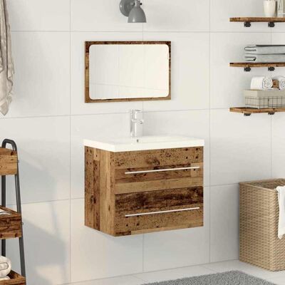 vidaXL Waschbeckenschrank 2 pcs Altholz Engineered Holz und Keramik vidaXL Waschbeckenschrank 2 pcs Altholz Engineered Holz und Keramik