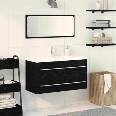 vidaXL Waschbeckenschrank 3 stk. Schwarz Eichen-Optik vidaXL Waschbeckenschrank 3 stk. Schwarz Eichen-Optik