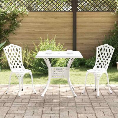 Vidaxl Weißes Gussaluminium Gartenset - Bistro-Möbel Vidaxl Weißes Gussaluminium Gartenset - Bistro-Möbel