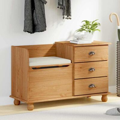 vidaXL Sitzbank mit Stauraum mit Speicher ASKIM Braun 100 x 39 x 62 cm vidaXL Sitzbank mit Stauraum mit Speicher ASKIM Braun 100 x 39 x 62 cm