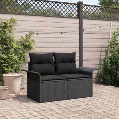 Vidaxl Gartensofa - Schwarz, Abnehmbare Kissen, UV-beständig - Gartenmöbel Vidaxl Gartensofa - Schwarz, Abnehmbare Kissen, UV-beständig - Gartenmöbel