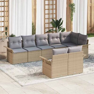 Beige Gartensofa-Set - 8-tlg. Outdoormöbel aus Rattan Beige Gartensofa-Set - 8-tlg. Outdoormöbel aus Rattan