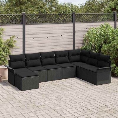 vidaXL Gartensofagruppe - Schwarz - 8 Stück vidaXL Gartensofagruppe - Schwarz - 8 Stück