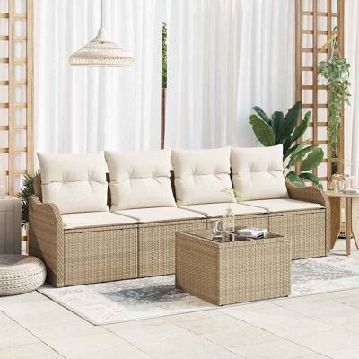 vidaXL Gartensofa-set Beige Poly-Rattan vidaXL Gartensofa-set Beige Poly-Rattan