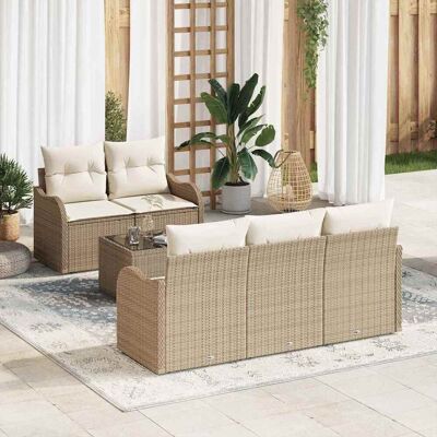vidaXL Gartensofa-set Beige Poly-Rattan vidaXL Gartensofa-set Beige Poly-Rattan