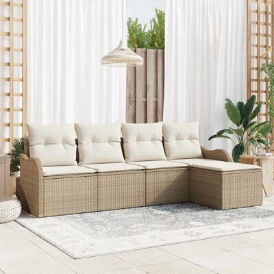 vidaXL Gartensofa-set Beige Poly-Rattan vidaXL Gartensofa-set Beige Poly-Rattan