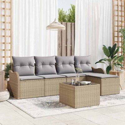 vidaXL Gartensofa-set Beige Poly-Rattan vidaXL Gartensofa-set Beige Poly-Rattan