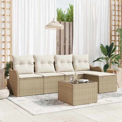 vidaXL Gartensofa-set Beige Poly-Rattan vidaXL Gartensofa-set Beige Poly-Rattan