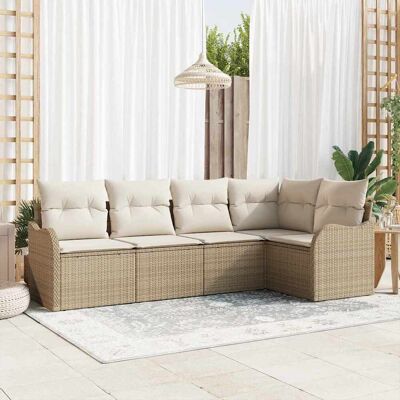 vidaXL Gartensofa-set Beige Poly-Rattan vidaXL Gartensofa-set Beige Poly-Rattan