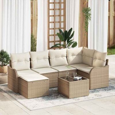 vidaXL Gartensofa-set Beige Poly-Rattan vidaXL Gartensofa-set Beige Poly-Rattan