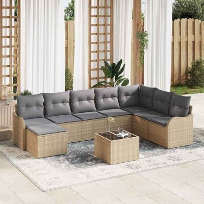 vidaXL Gartensofa-set Beige Poly-Rattan vidaXL Gartensofa-set Beige Poly-Rattan