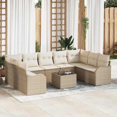 vidaXL Gartensofa-set Beige Poly-Rattan vidaXL Gartensofa-set Beige Poly-Rattan