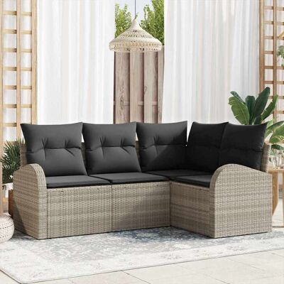 Vidaxl Garten Sofaset - 4-teilig Modern Außen Rattan Grau Vidaxl Garten Sofaset - 4-teilig Modern Außen Rattan Grau