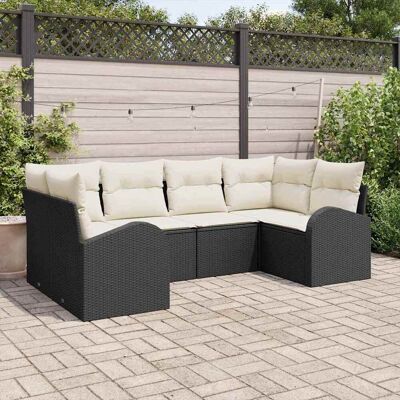 Vidaxl Gartensofa-Set 6-teilig Schwarz Synthetischer Rattan - Gartenmöbel Vidaxl Gartensofa-Set 6-teilig Schwarz Synthetischer Rattan - Gartenmöbel